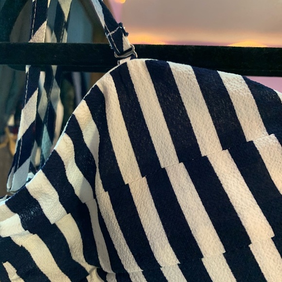 two piece navy and white striped set- size L - Picture 2 of 8